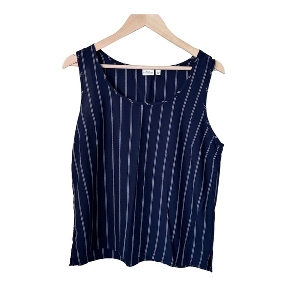 Democracy Tops - Democracy Blue/White Pinstripe Sleeveless Top Size L NWOT